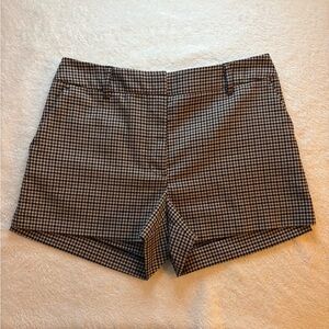 H&M Light Brown Plaid Houndstooth Mid Rise Academia Preppy Shorts Size 4